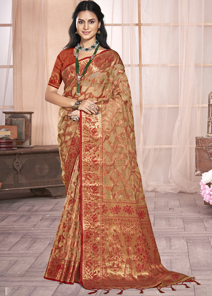 Multicolor Organza Saree With Blouse Piece