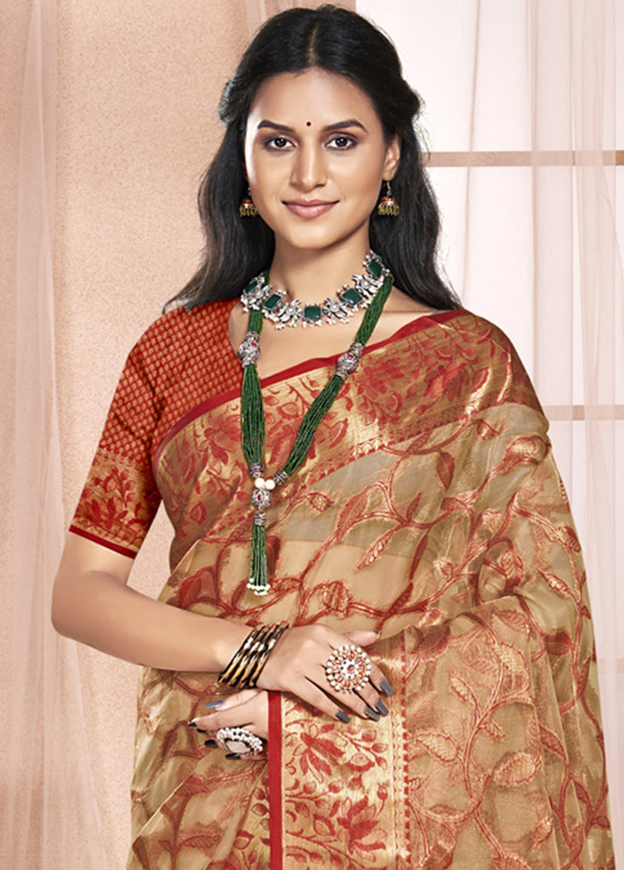 Multicolor Organza Saree With Blouse Piece