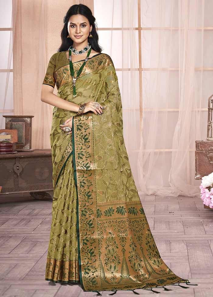 Multicolor Organza Saree With Blouse Piece