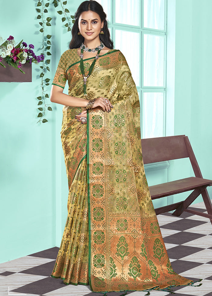 Multicolor Organza Saree With Blouse Piece