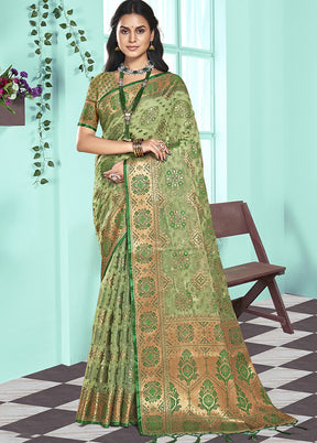 Multicolor Organza Saree With Blouse Piece