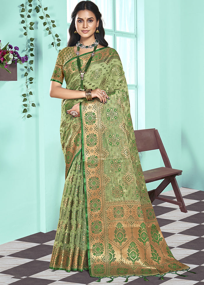 Multicolor Organza Saree With Blouse Piece