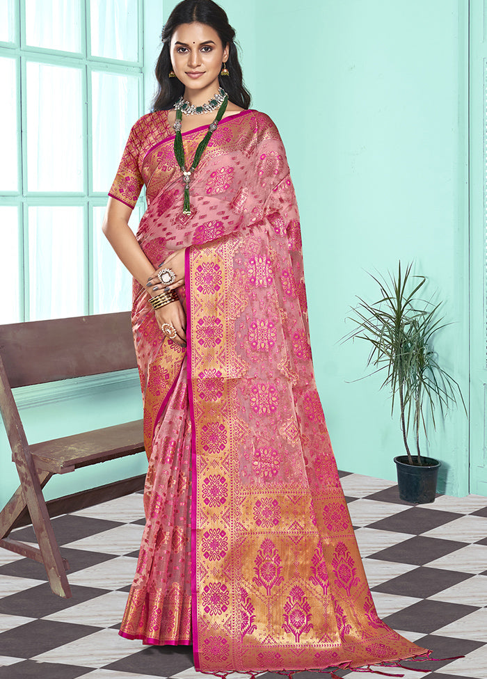 Multicolor Organza Saree With Blouse Piece