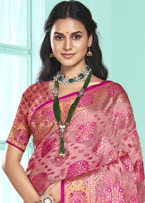 Multicolor Organza Saree With Blouse Piece