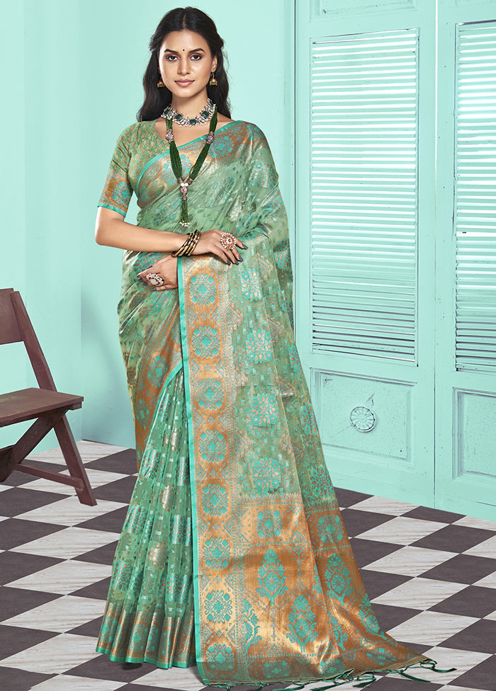 Multicolor Organza Saree With Blouse Piece