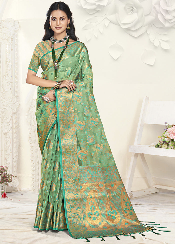 Multicolor Organza Saree With Blouse Piece