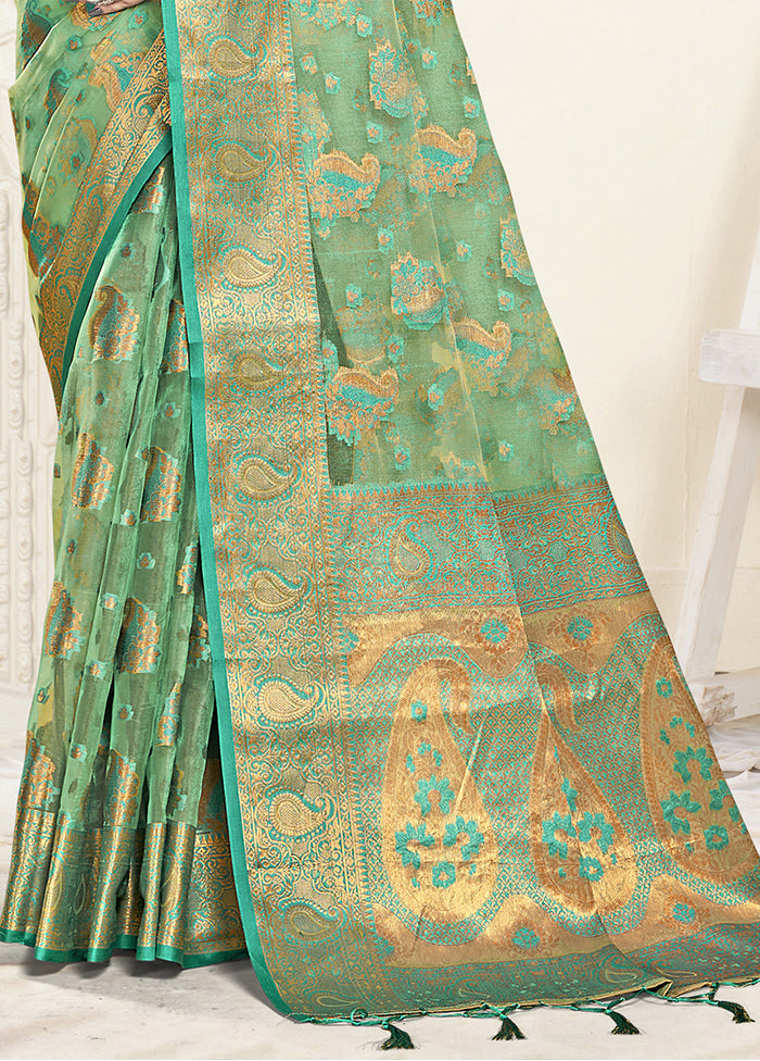 Multicolor Organza Saree With Blouse Piece