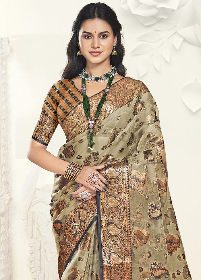 Multicolor Organza Saree With Blouse Piece