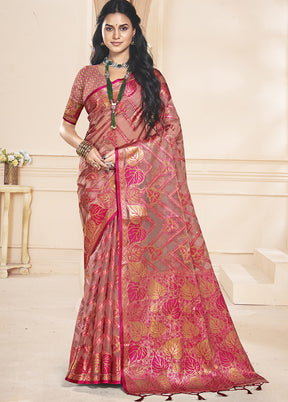 Multicolor Organza Saree With Blouse Piece