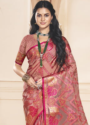 Multicolor Organza Saree With Blouse Piece