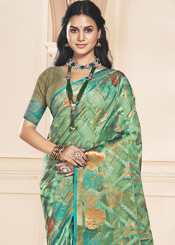 Multicolor Organza Saree With Blouse Piece