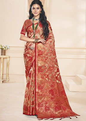 Multicolor Organza Saree With Blouse Piece