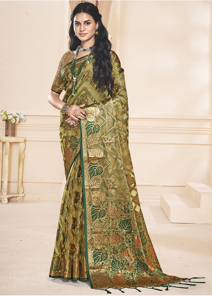 Multicolor Organza Saree With Blouse Piece