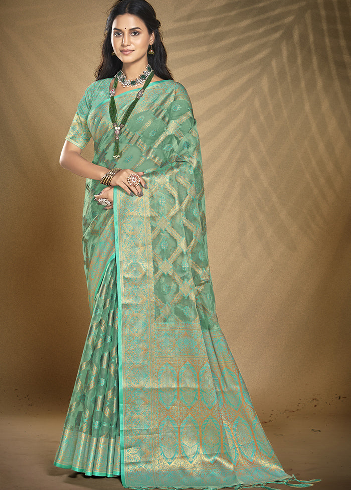 Multicolor Organza Saree With Blouse Piece