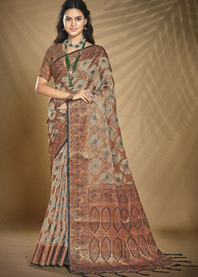 Multicolor Organza Saree With Blouse Piece