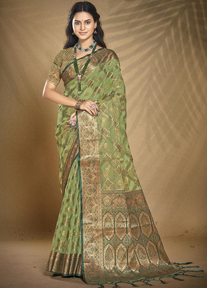 Multicolor Organza Saree With Blouse Piece