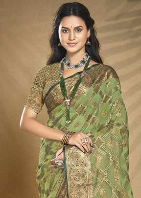 Multicolor Organza Saree With Blouse Piece