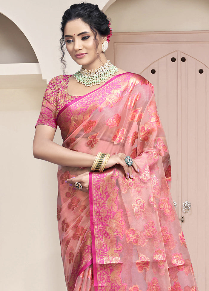 Multicolor Organza Saree With Blouse Piece