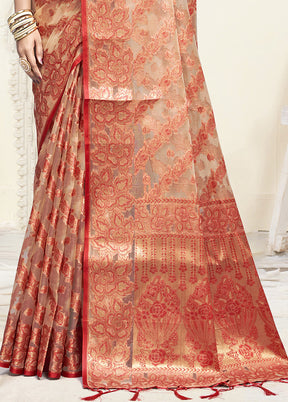 Multicolor Organza Saree With Blouse Piece