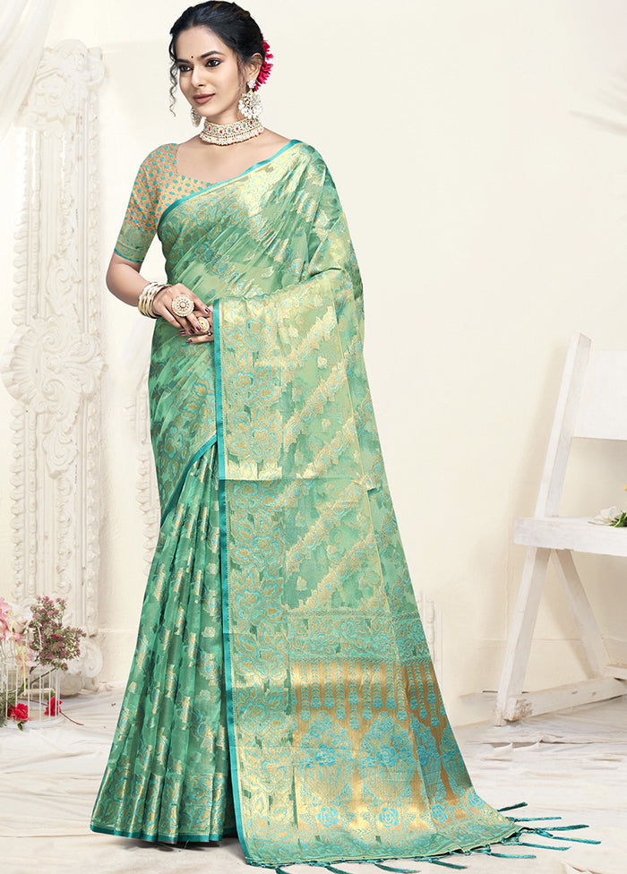 Multicolor Organza Saree With Blouse Piece