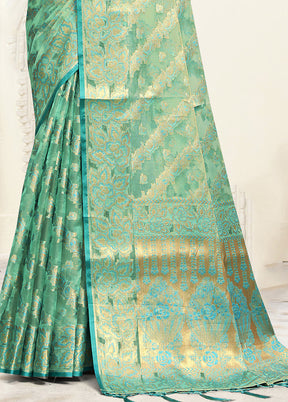 Multicolor Organza Saree With Blouse Piece