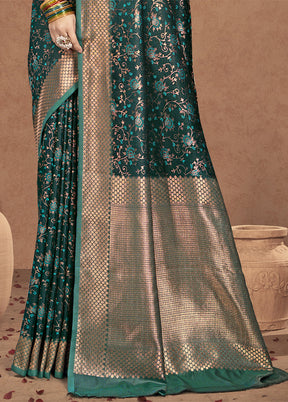 Sea Green Spun Silk Saree With Blouse Piece