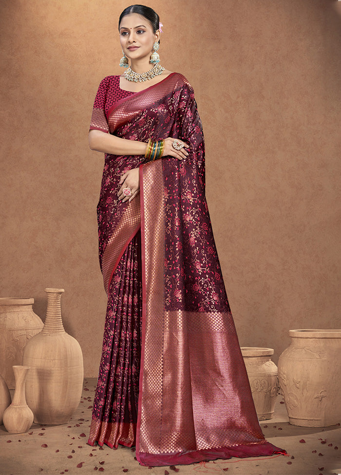 Pink Spun Silk Saree With Blouse Piece