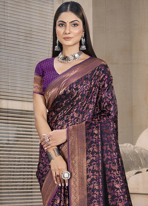 Purple Spun Silk Saree With Blouse Piece