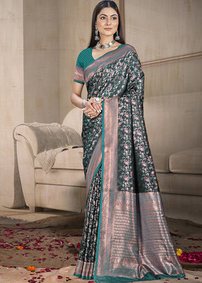 Sea Green Spun Silk Saree With Blouse Piece