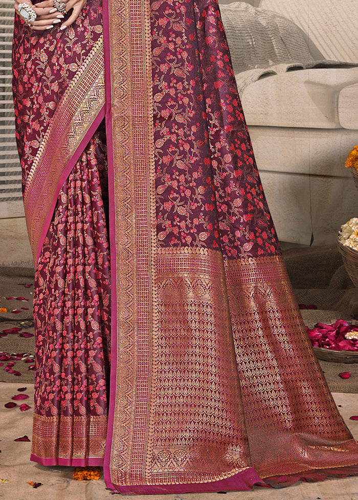 Pink Spun Silk Saree With Blouse Piece