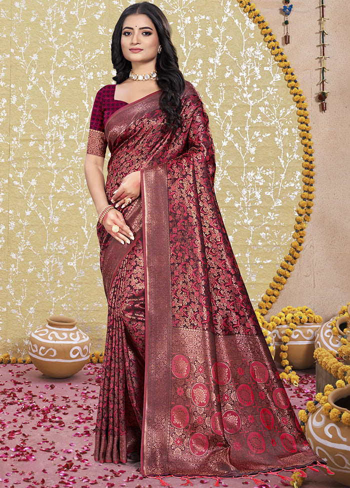 Red Spun Silk Saree With Blouse Piece