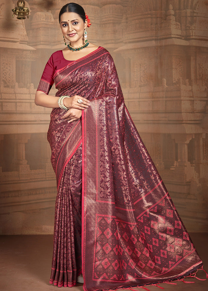 Red Spun Silk Saree With Blouse Piece