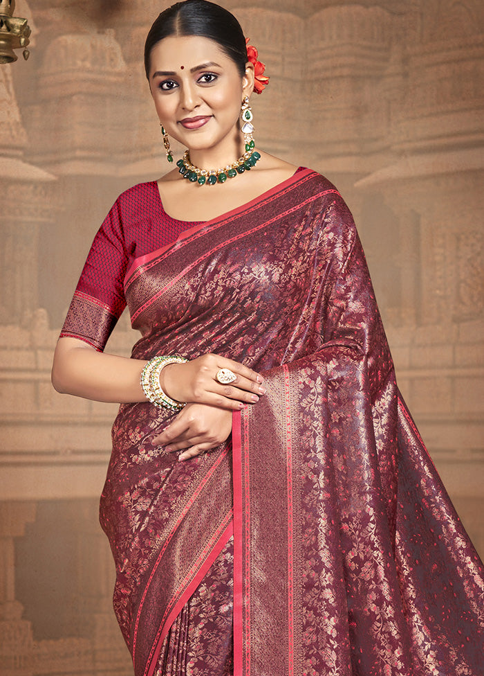 Red Spun Silk Saree With Blouse Piece