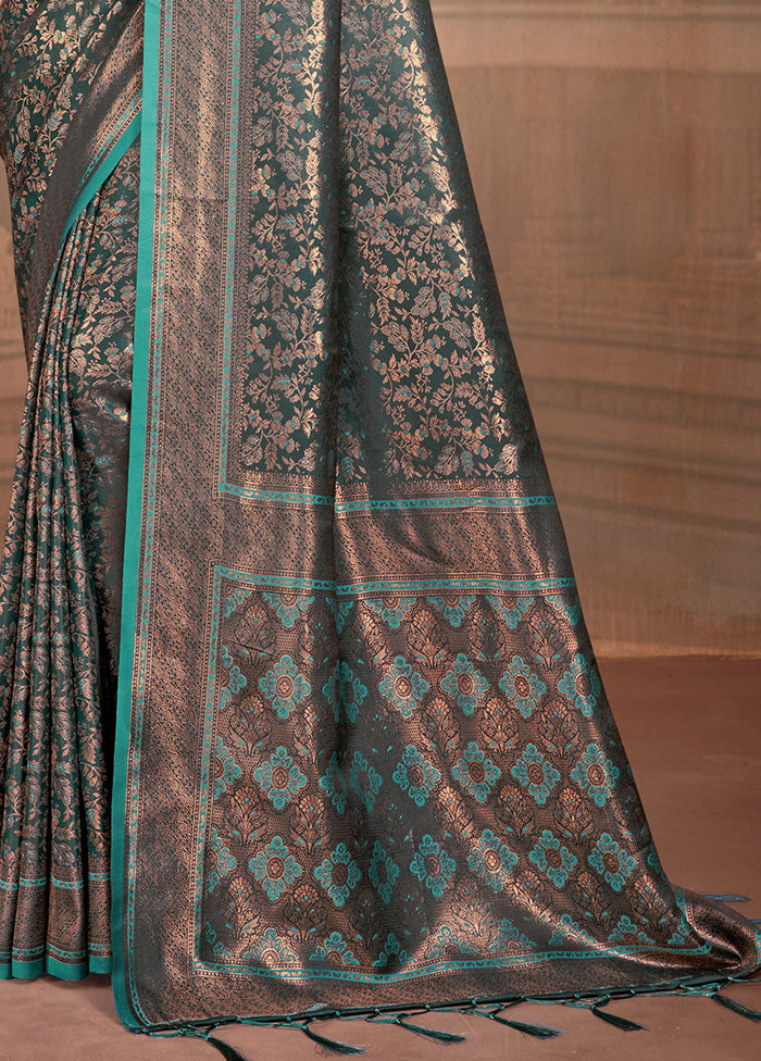 Sea Green Spun Silk Saree With Blouse Piece