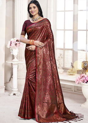 Multicolor Banarasi Silk Saree With Blouse Piece