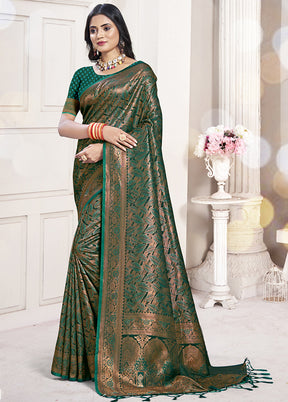 Multicolor Banarasi Silk Saree With Blouse Piece