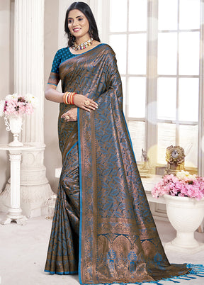 Multicolor Banarasi Silk Saree With Blouse Piece