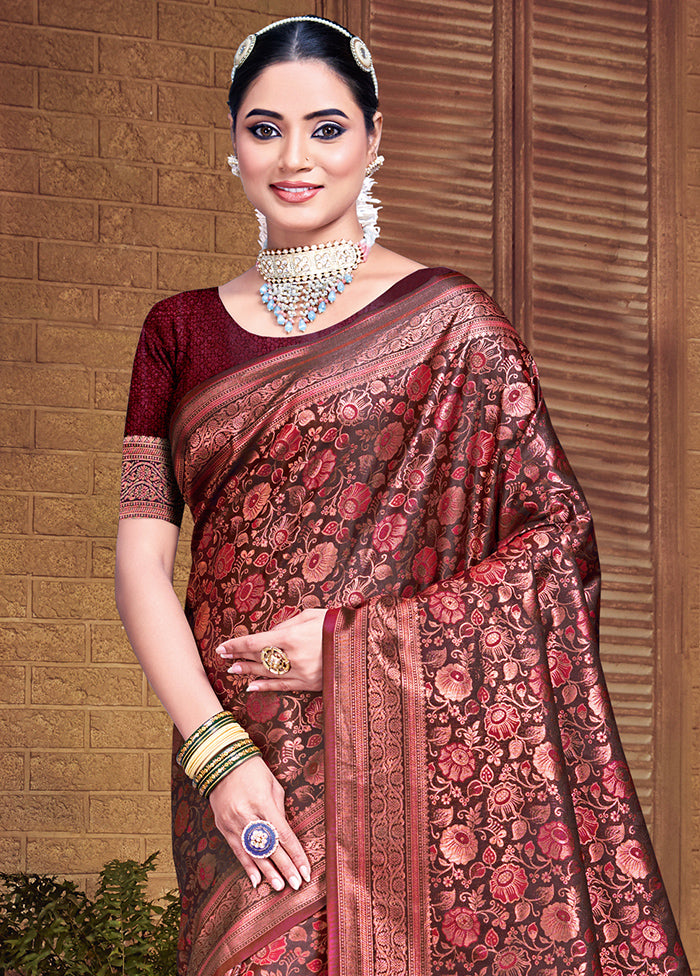 Multicolor Banarasi Silk Saree With Blouse Piece