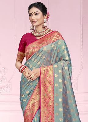 Multicolor Dupion Silk Saree With Blouse Piece