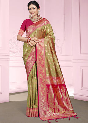 Multicolor Dupion Silk Saree With Blouse Piece