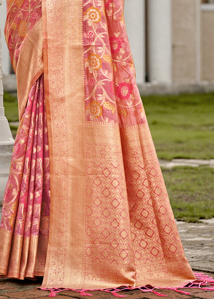 Pink Organza Saree With Blouse Piece