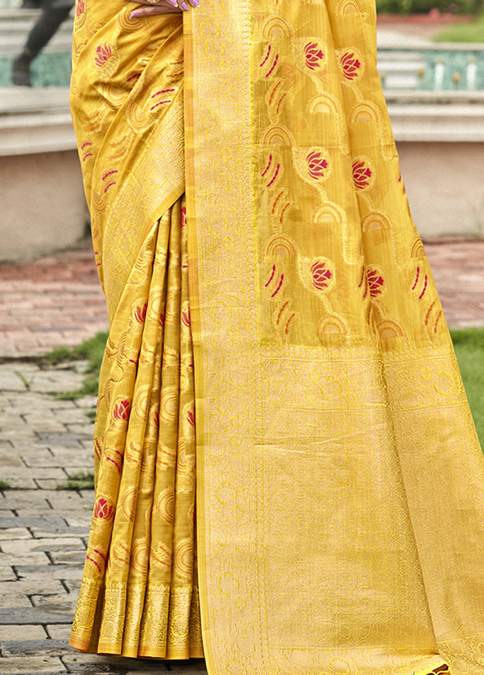 Yellow Organza Saree With Blouse Piece