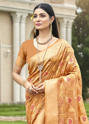 Yellow Organza Saree With Blouse Piece