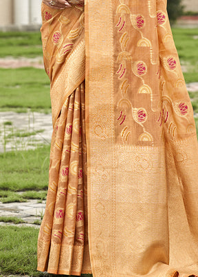 Yellow Organza Saree With Blouse Piece