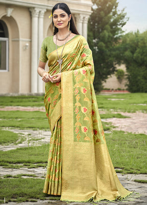 Light Green Organza Saree With Blouse Piece