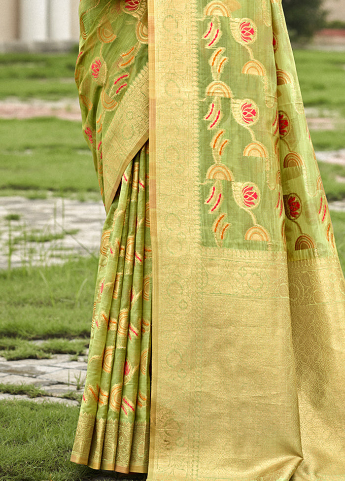 Light Green Organza Saree With Blouse Piece