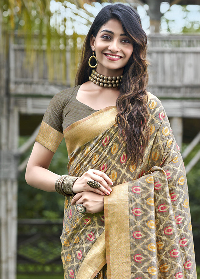 Grey Organza Saree With Blouse Piece