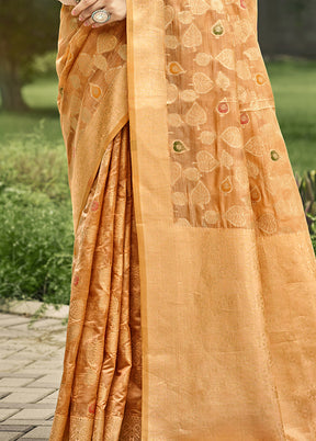 Yellow Organza Saree With Blouse Piece