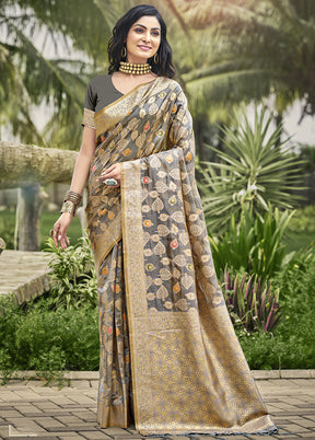 Grey Organza Saree With Blouse Piece