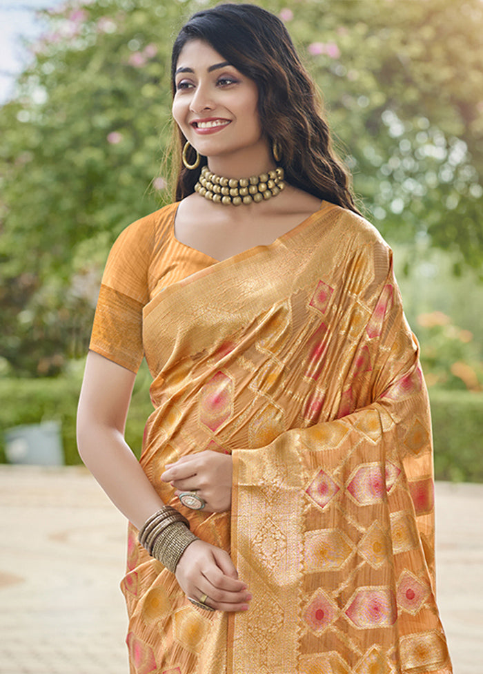 Yellow Organza Saree With Blouse Piece